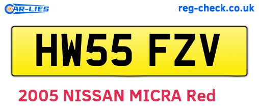 HW55FZV are the vehicle registration plates.