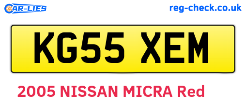 KG55XEM are the vehicle registration plates.