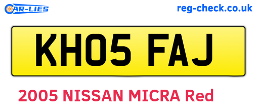 KH05FAJ are the vehicle registration plates.