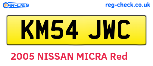 KM54JWC are the vehicle registration plates.