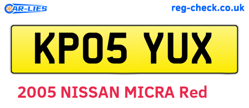 KP05YUX are the vehicle registration plates.