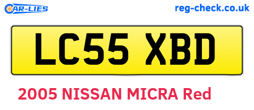 LC55XBD are the vehicle registration plates.