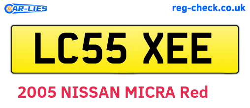 LC55XEE are the vehicle registration plates.