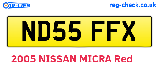 ND55FFX are the vehicle registration plates.