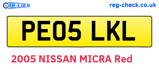 PE05LKL are the vehicle registration plates.