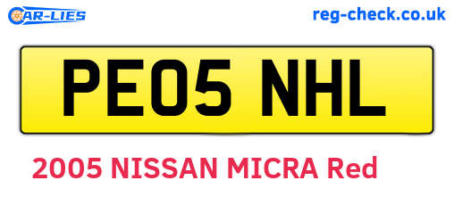 PE05NHL are the vehicle registration plates.