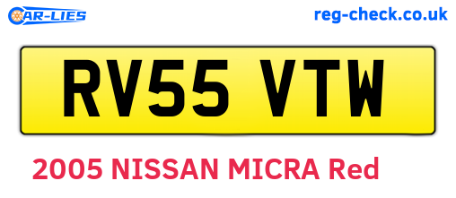 RV55VTW are the vehicle registration plates.