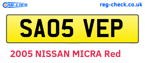 SA05VEP are the vehicle registration plates.