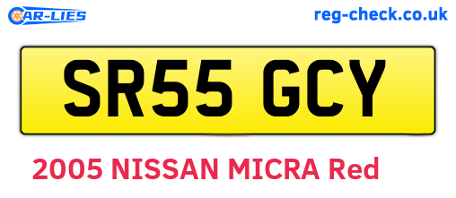 SR55GCY are the vehicle registration plates.