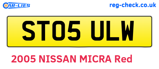 ST05ULW are the vehicle registration plates.
