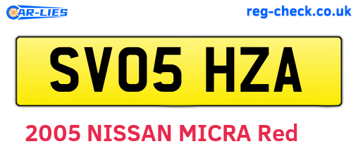 SV05HZA are the vehicle registration plates.