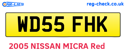 WD55FHK are the vehicle registration plates.