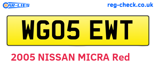WG05EWT are the vehicle registration plates.