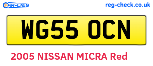 WG55OCN are the vehicle registration plates.