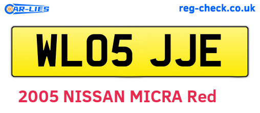 WL05JJE are the vehicle registration plates.