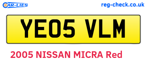 YE05VLM are the vehicle registration plates.