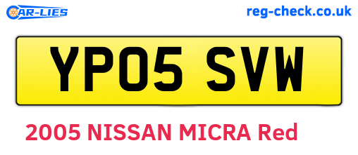 YP05SVW are the vehicle registration plates.