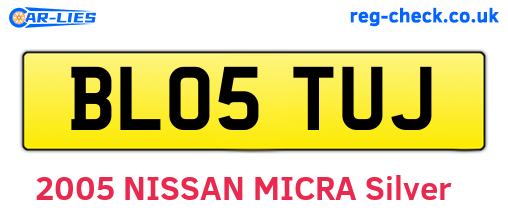 BL05TUJ are the vehicle registration plates.