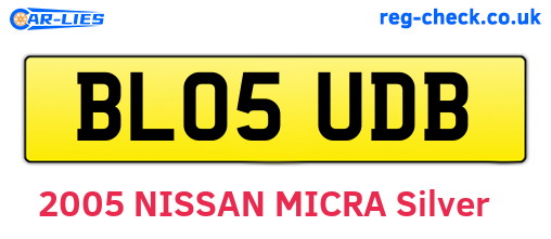 BL05UDB are the vehicle registration plates.