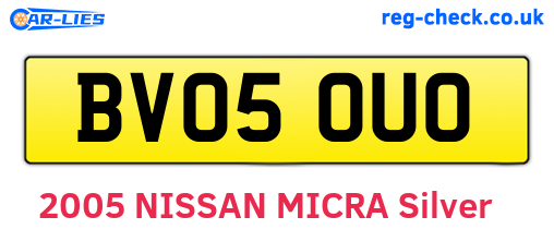 BV05OUO are the vehicle registration plates.