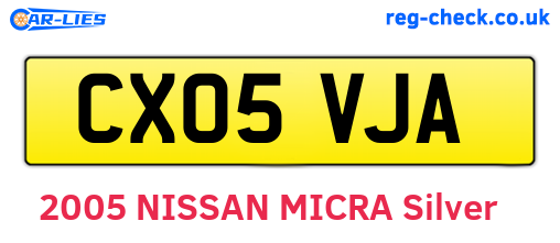 CX05VJA are the vehicle registration plates.