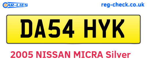 DA54HYK are the vehicle registration plates.
