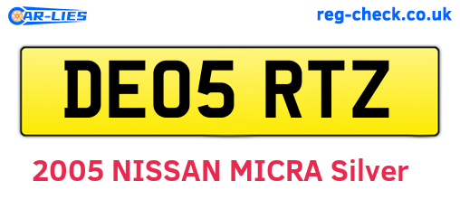 DE05RTZ are the vehicle registration plates.