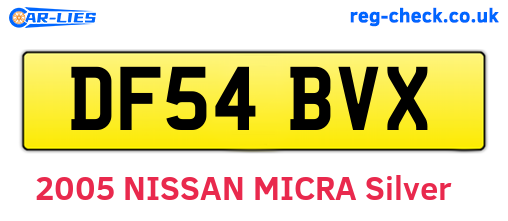 DF54BVX are the vehicle registration plates.