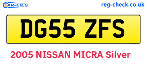 DG55ZFS are the vehicle registration plates.