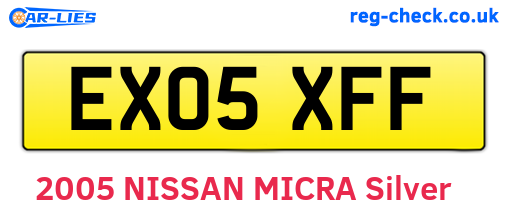 EX05XFF are the vehicle registration plates.