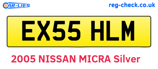 EX55HLM are the vehicle registration plates.