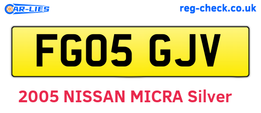 FG05GJV are the vehicle registration plates.