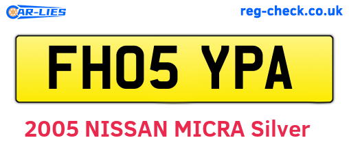 FH05YPA are the vehicle registration plates.