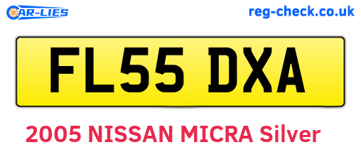 FL55DXA are the vehicle registration plates.
