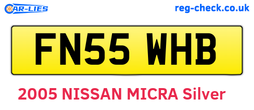 FN55WHB are the vehicle registration plates.