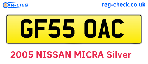 GF55OAC are the vehicle registration plates.