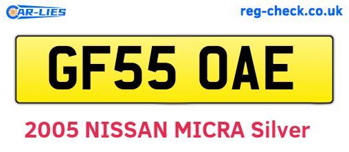 GF55OAE are the vehicle registration plates.
