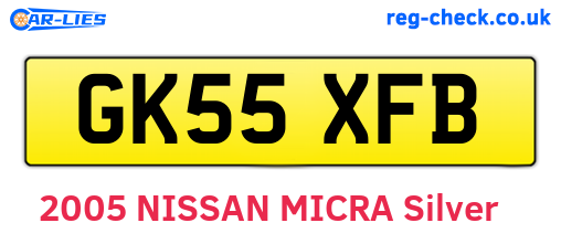 GK55XFB are the vehicle registration plates.