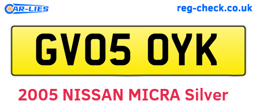 GV05OYK are the vehicle registration plates.