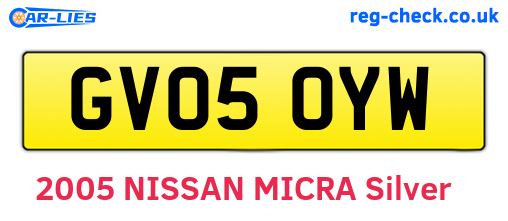 GV05OYW are the vehicle registration plates.