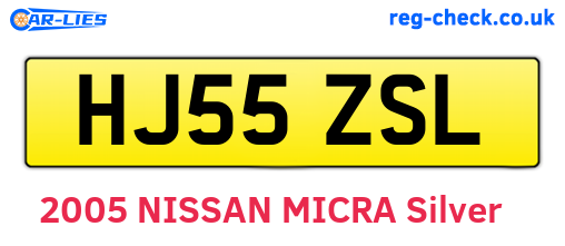 HJ55ZSL are the vehicle registration plates.