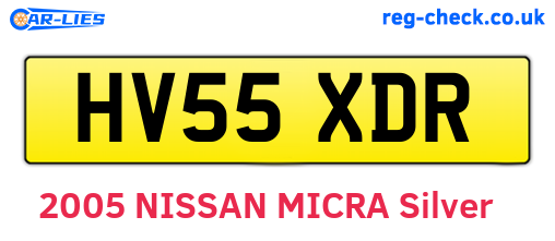 HV55XDR are the vehicle registration plates.