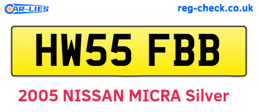 HW55FBB are the vehicle registration plates.