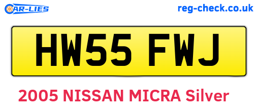 HW55FWJ are the vehicle registration plates.