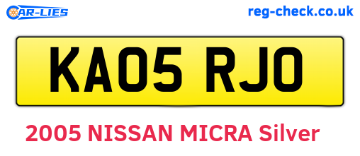 KA05RJO are the vehicle registration plates.