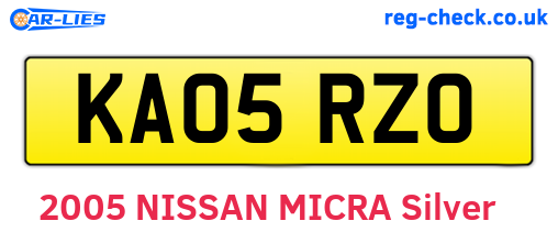 KA05RZO are the vehicle registration plates.