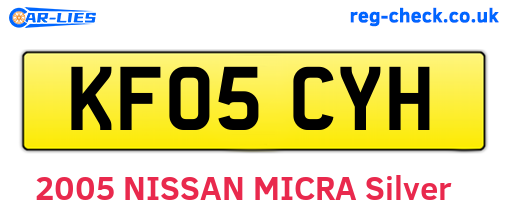 KF05CYH are the vehicle registration plates.