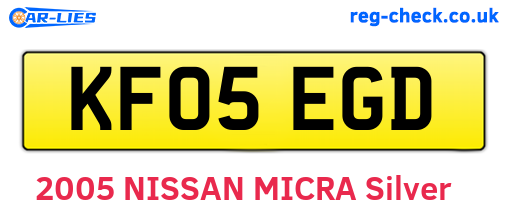 KF05EGD are the vehicle registration plates.