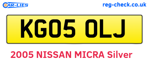 KG05OLJ are the vehicle registration plates.