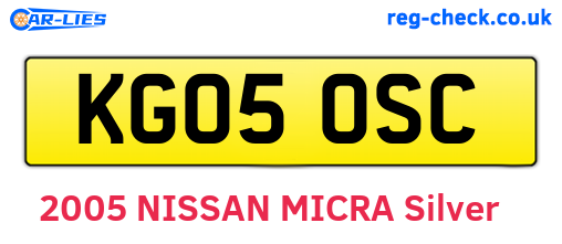 KG05OSC are the vehicle registration plates.